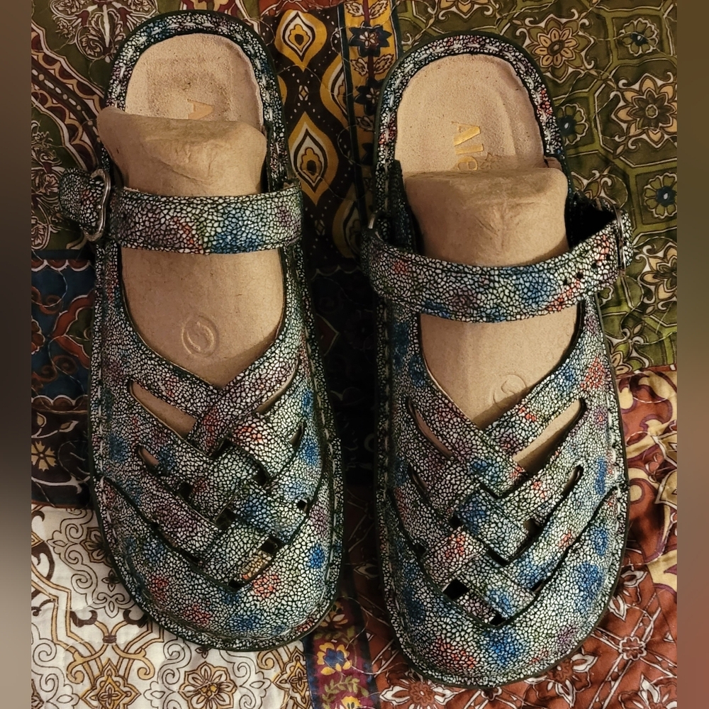 Alegria Multicolor Women's Mules With Adjustable Strap Size 38